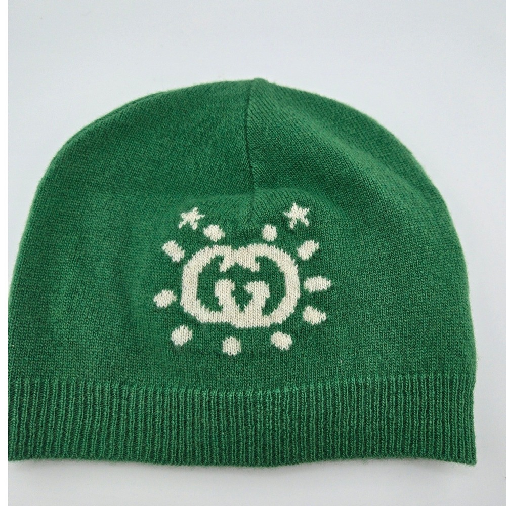 Gucci Kids Green GG UFO Star Knit Beanie Hat Italy 748423 4K206 3178 Size S - Picture 3 of 6
